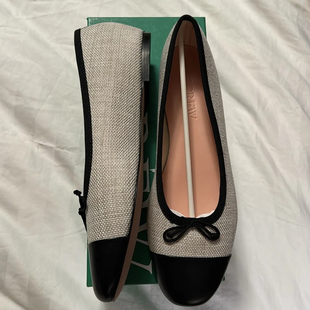 J.Crew Zoe cap toe ballet flats in Spanish canvas BX922